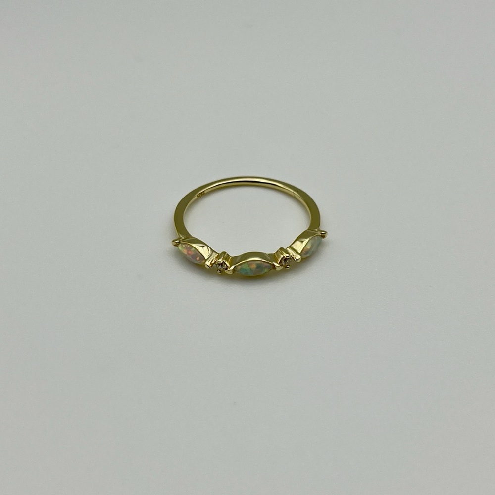 Dainty Opal Ring – 925 Sterling Silver 14K Gold Ring - Minimal Opal Ring - Picture 7 of 7